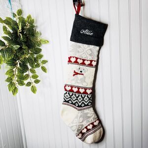 Pottery Barn Kids ALLIE Knit Teddy Bear Fair Isle Christmas Stocking NWOT 32”